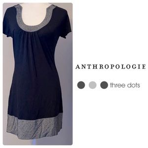 Anthro Three Dots Black & Shimmer Trimmed Dress